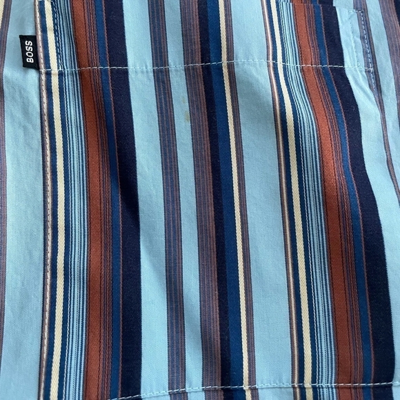 HUGO BOSS Button Down Long Sleeve Multi Colored Stripes Men’s Cotton Dress Shirt - Picture 9 of 9